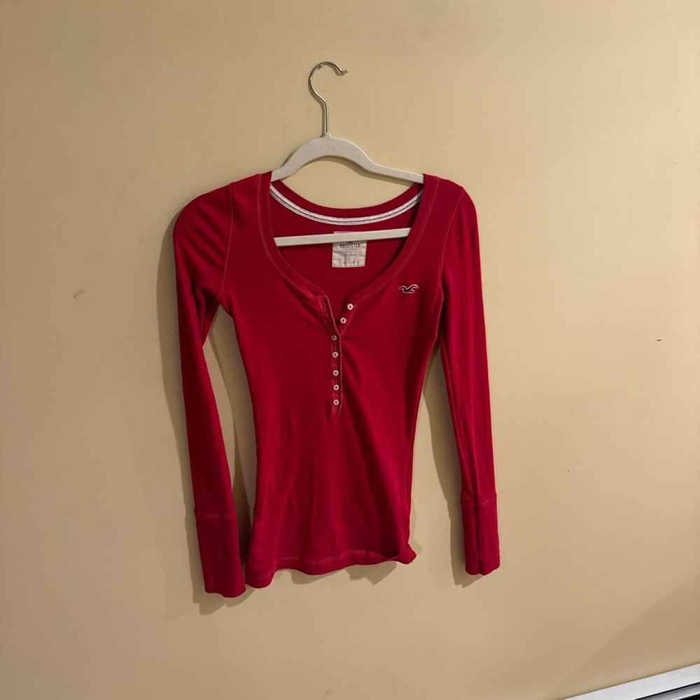 Hollister y2k vintage Henley size small red